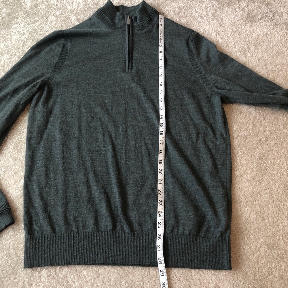 Jos A Bank Traveler Collection Green Merino Wool Zip Sweater Pullover Size Large - Picture 4 of 9